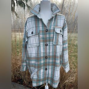 Forever 21 Plaid Jacket - Green, White, Orange